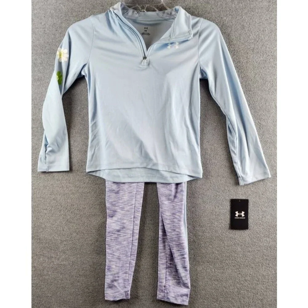 Under Armour Quarter Zipper Long-Sleeve Top and Leggings Set Girls' 6X Blue